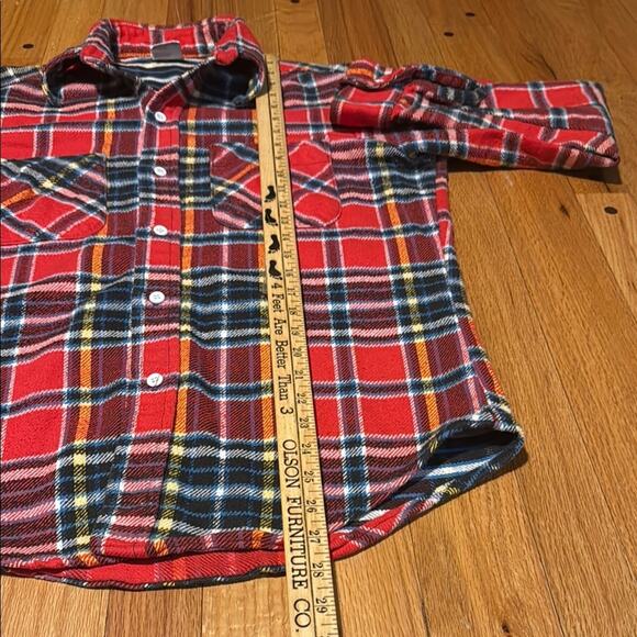 Vtg Big Mac Flannel Shirt Men's Medium 1970s Red  Plaid Heavyweight Penneys - Picture 5 of 10